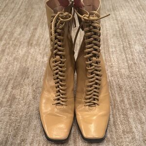 Zara Tan Lace-Up Women's Boots